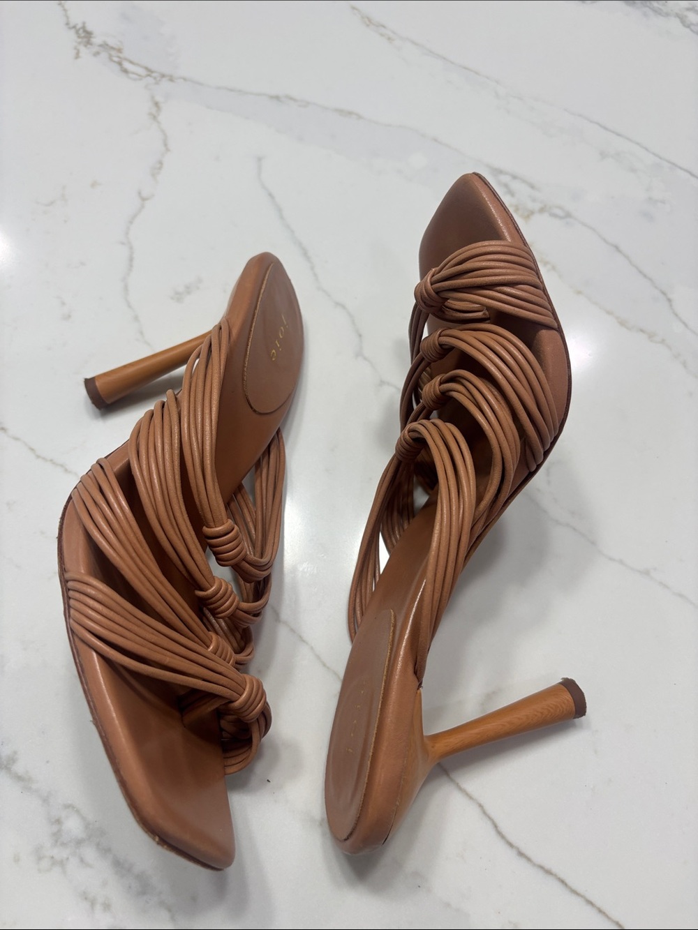 Joie Tan Strappy Knot-Detail High Heel Sandals - Picture 7 of 13
